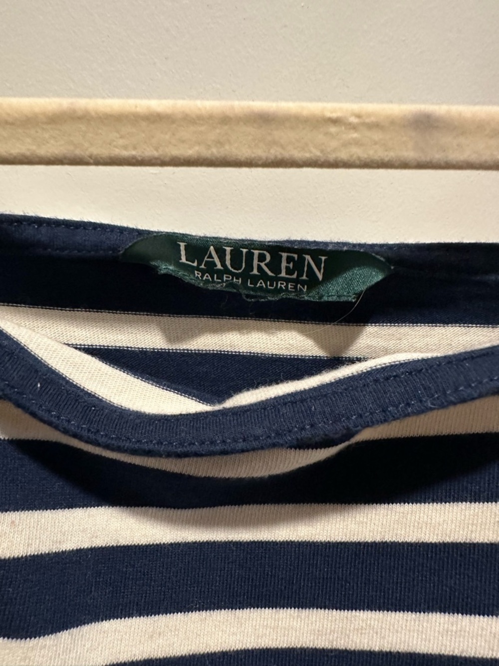 Ralph Lauren Navy and White Striped Boatneck Top - Picture 3 of 6